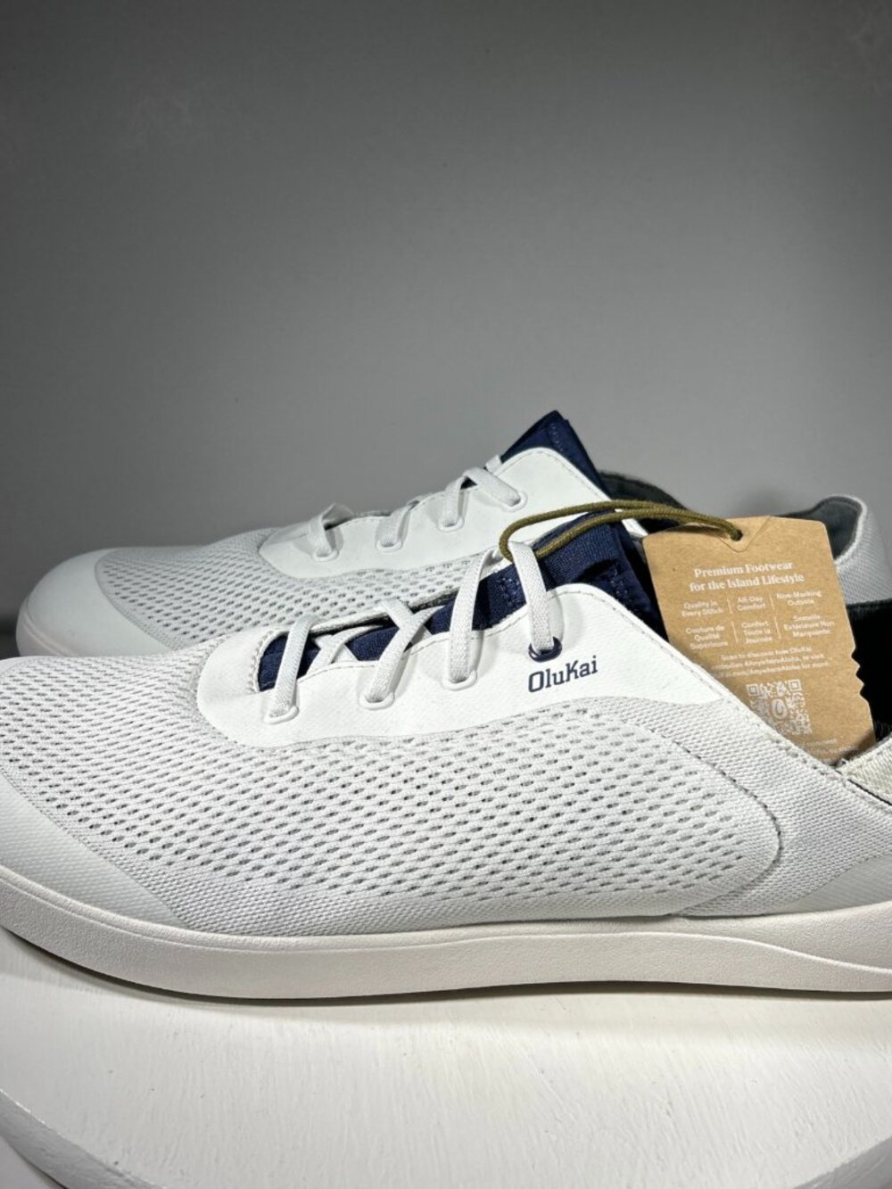 NEW Olukai Moku Pae Breathable Mesh Boat Shoes Mens Size 15 Loafer White Slip On